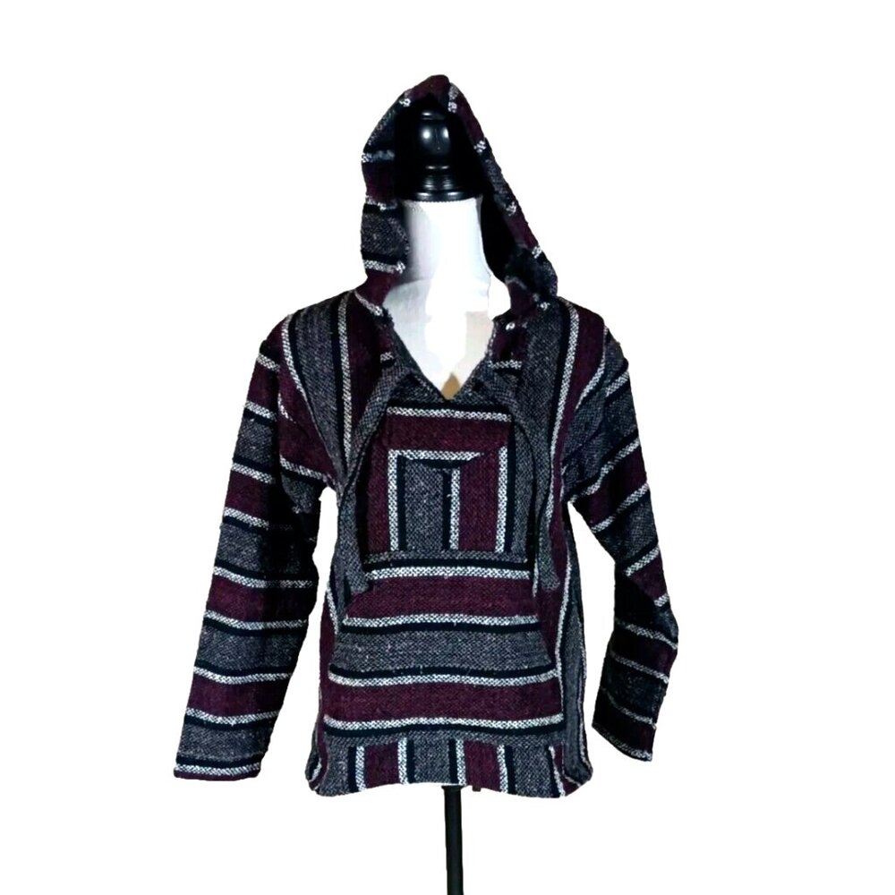 Mexican Baja Sz S Hoodie Womens  Hydration Nation Hippie Pullover Surfer Poncho